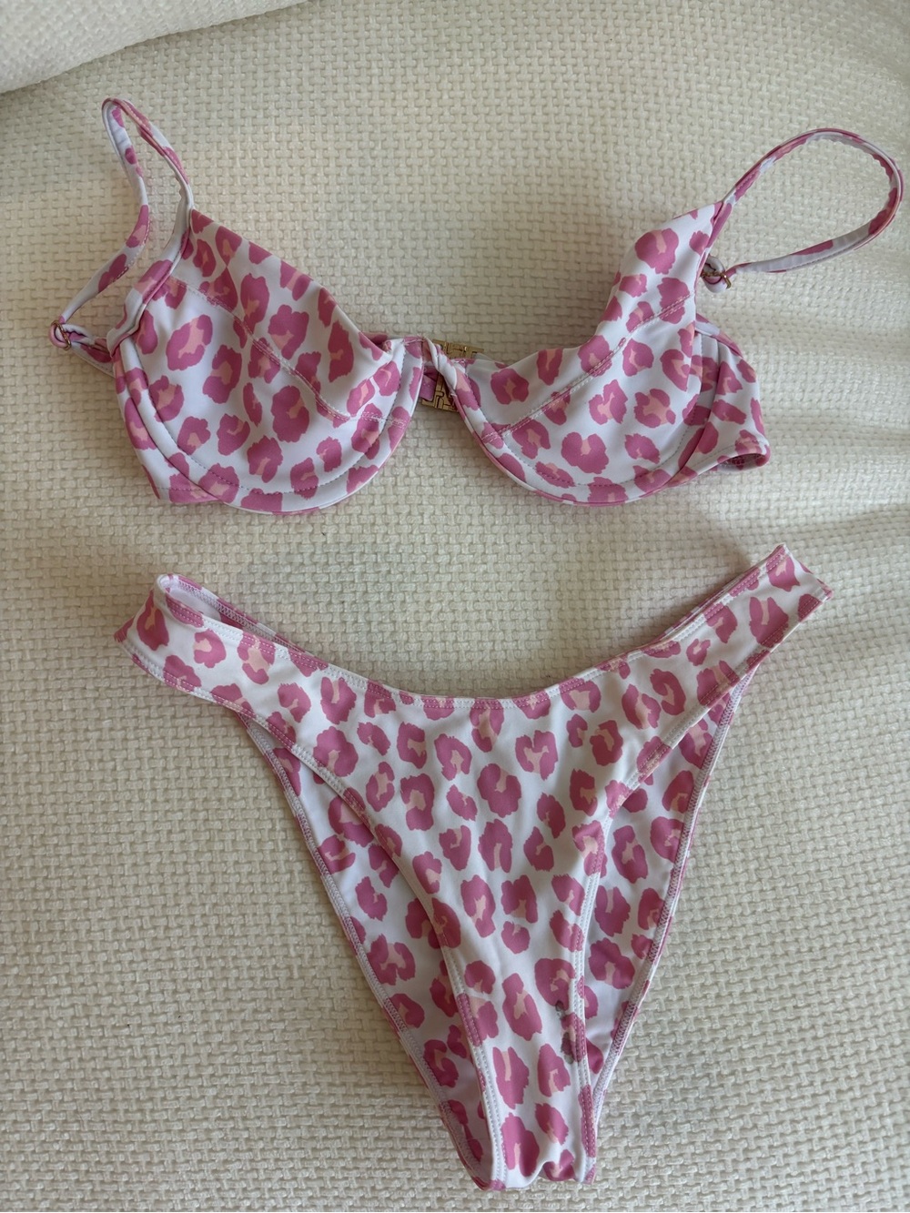 Pink Leopard Print Underwire Bikini Set